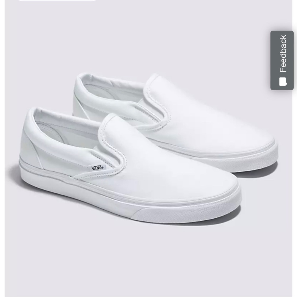 Vans classic slip ons white 10w/8.5m